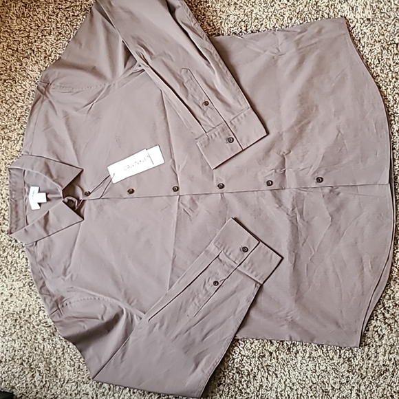 Calvin Klein brown stretch dress shirt - Picture 5 of 15